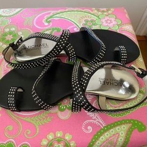 MICHAEL KORS Black Studded Flat Sandal - Size 7